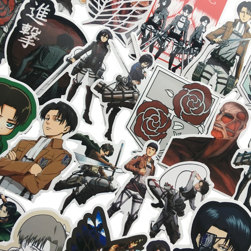 10 30 50Pcs Pack Attack On Titan Anime Stickers Laptop Guitar Motorcycle Luggage Skateboard Bicycle Waterproof 2 - Attack On Titan Shop