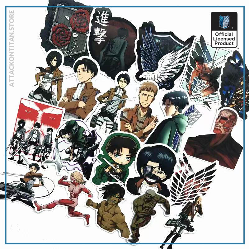 42Pcs lot Japanese Anime Attack on titan Mikasa Levi Eren Stickers For Car Phone Luggage Laptop 3 - Attack On Titan Shop