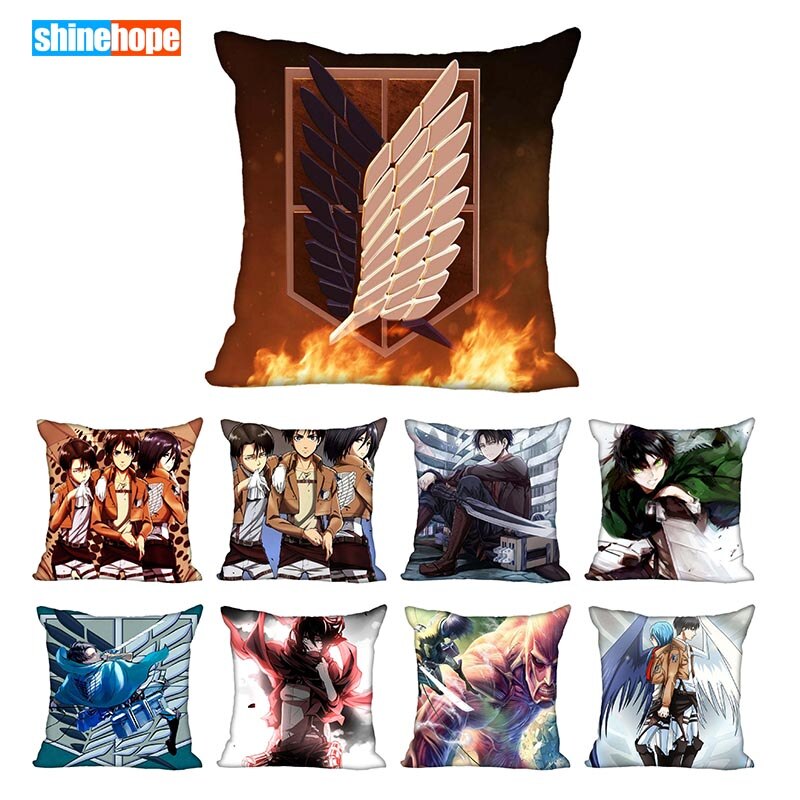 45X45cm 40X40cm one sides Pillow Case Modern Home Decorative Attack on Titan Pillowcase For Living Room 5 - Attack On Titan Shop