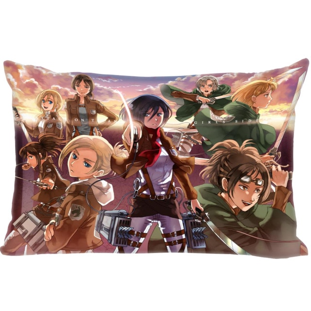 Anime Attack On Titan Pillow Cover Bedroom Home Office Decorative Pillowcase Rectangle Zipper Pillow Cases Satin 17.jpg 640x640 17 - Attack On Titan Shop