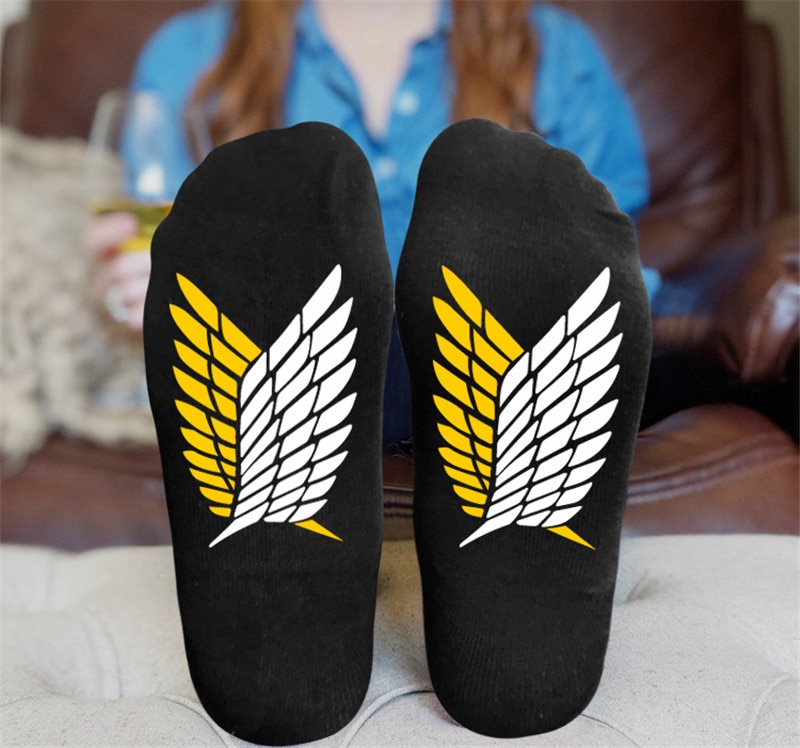 Attack on Titan Wings of Freedom Anime Printed Socks Cotton Autumn Spring Sock Men Women Gift - Attack On Titan Shop