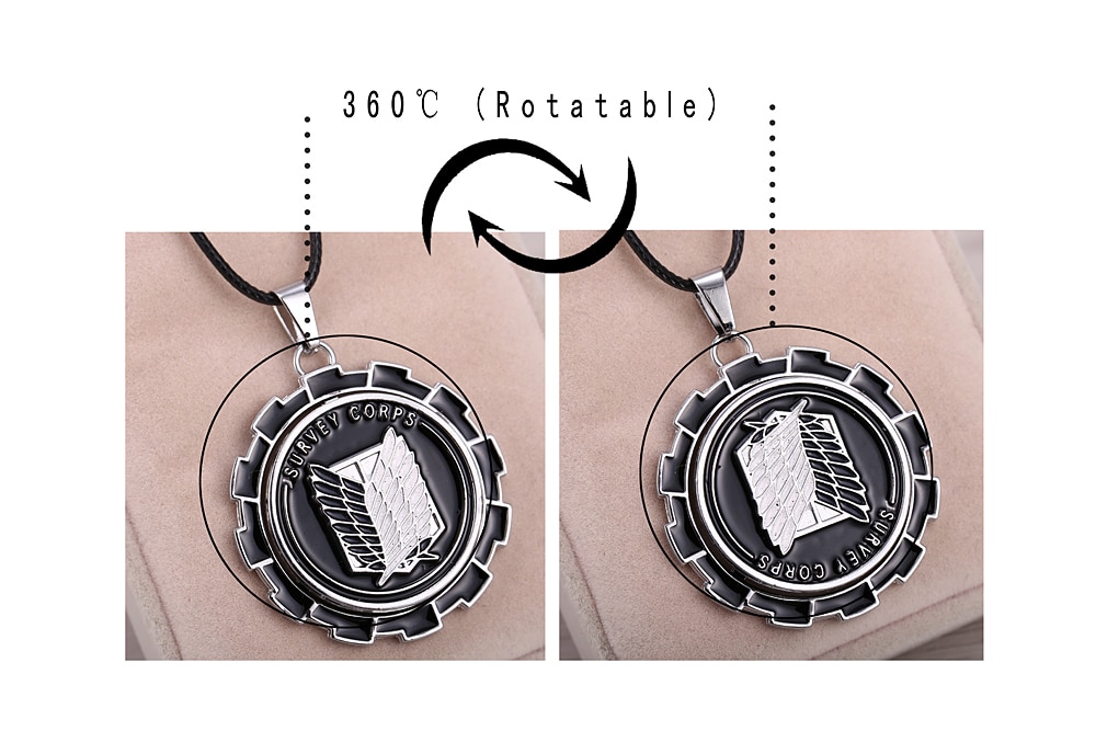 MOSU Hot Anime Attack on Titan Necklace Rotatable Scout Regiment Logo pendant High Quality metal Jewelry 2 - Attack On Titan Shop