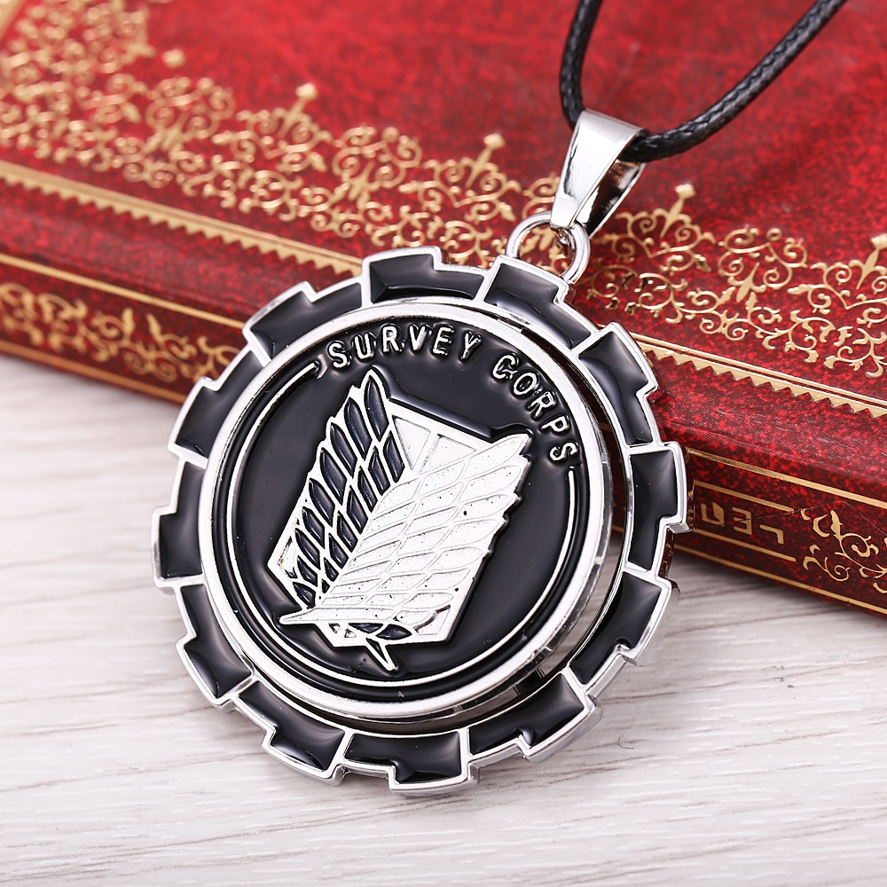 MOSU Hot Anime Attack on Titan Necklace Rotatable Scout Regiment Logo pendant High Quality metal Jewelry 3 - Attack On Titan Shop