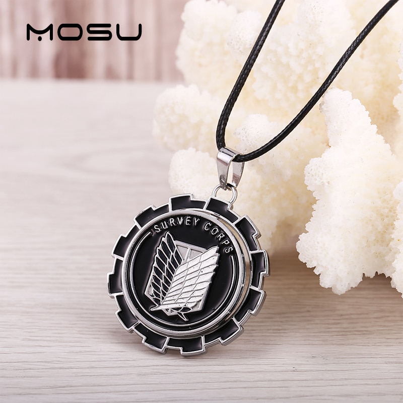 MOSU Hot Anime Attack on Titan Necklace Rotatable Scout Regiment Logo pendant High Quality metal Jewelry - Attack On Titan Shop